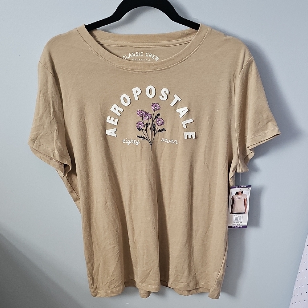 Aeropostale Women's Tan Graphic Tee